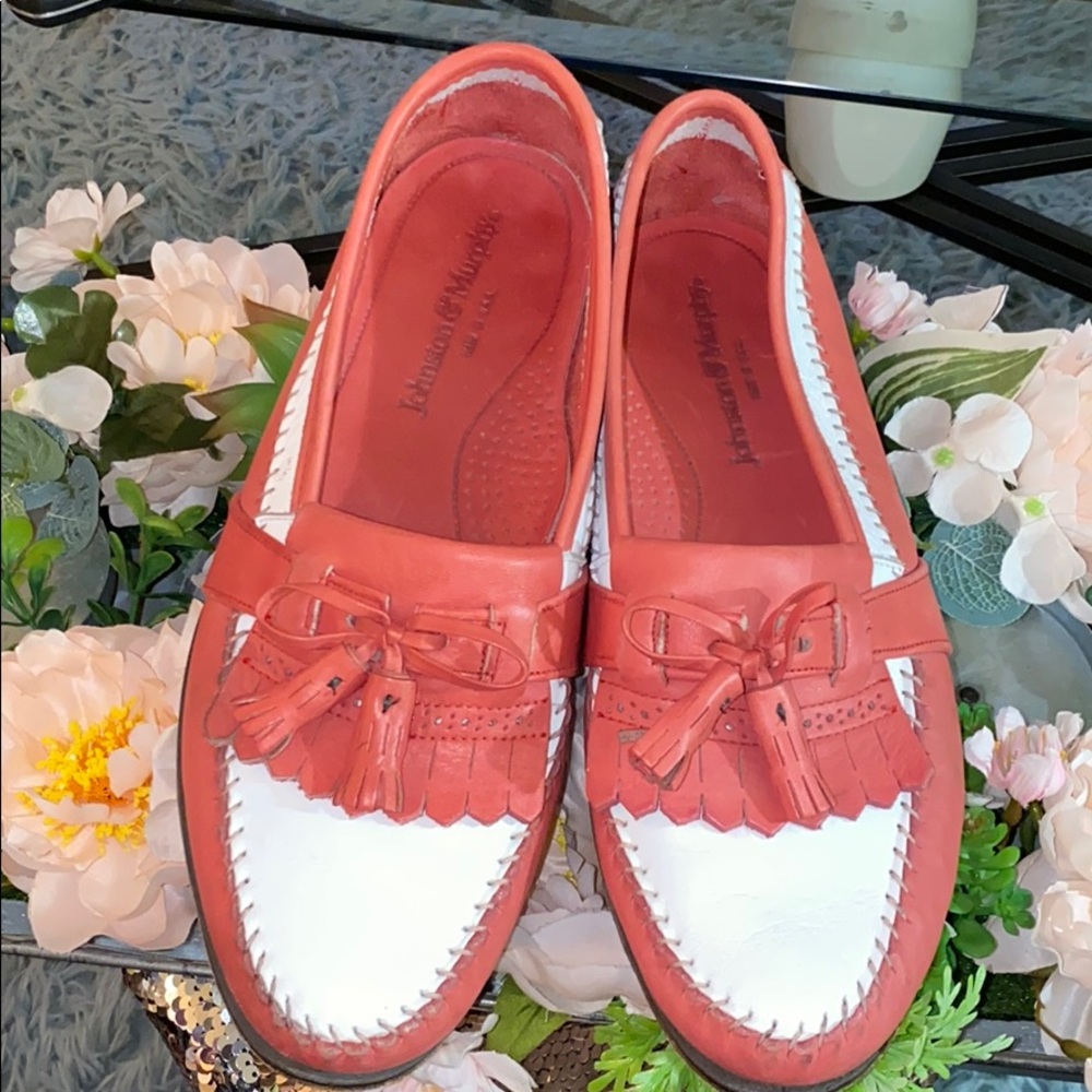 White and pinkish mauve shoes